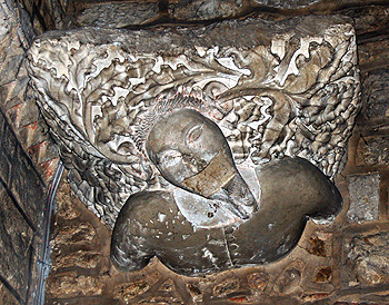 Sculpture beneath the north side of the north chancel east window February 2012